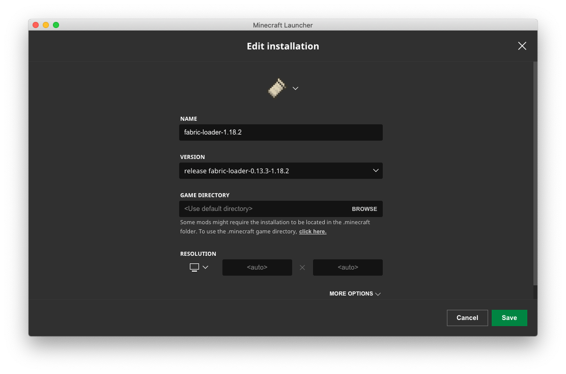 editing the Fabric installation